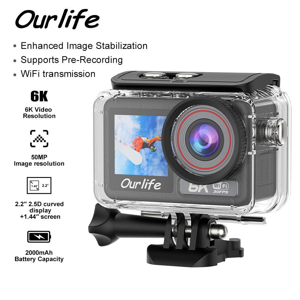 Unique Electronics Gadgets - Экшн-камера Ourlife 6K30FPS с 2,2-дюймовым сенсорным