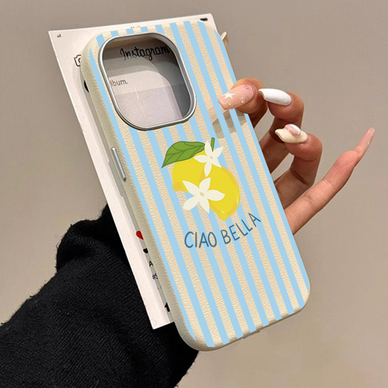 Samsung Galaxy S24 - Чехол с лимонным полосатым ретро-дизайном для