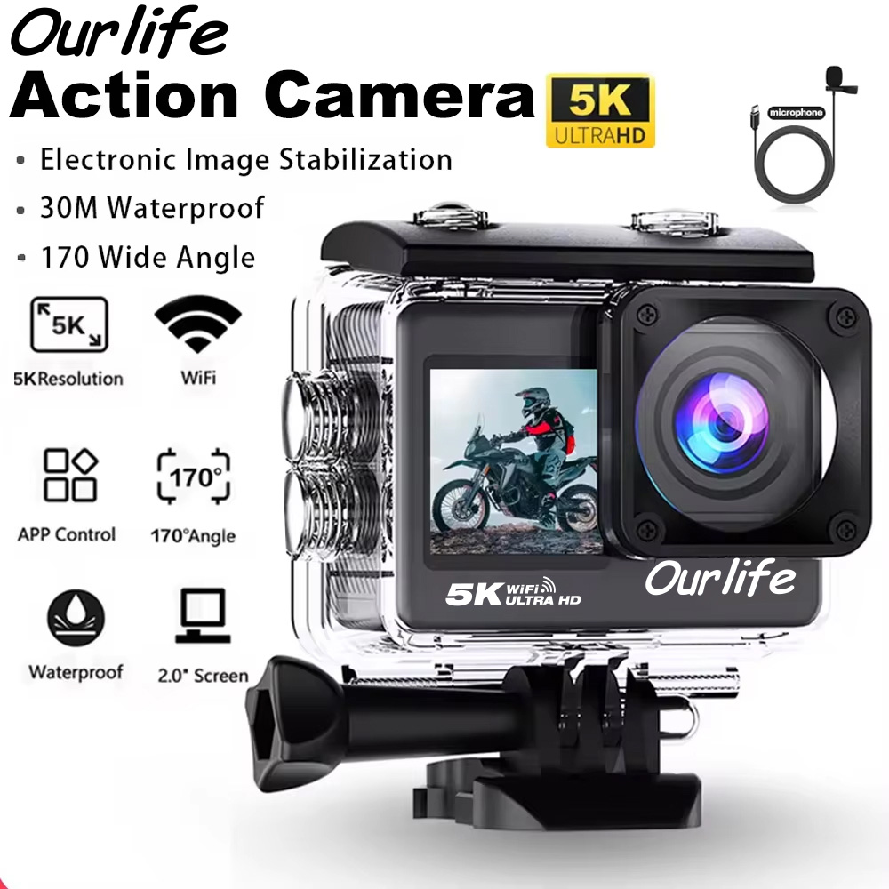 Unique Electronics Gadgets - Экшн-камера Ourlife 5K 4K60FPS 2,0-дюймовый сенсорный